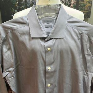 Ck Calvin Klein men’s gray long sleeve dress shirt slim fit 17 1/2 34-35
